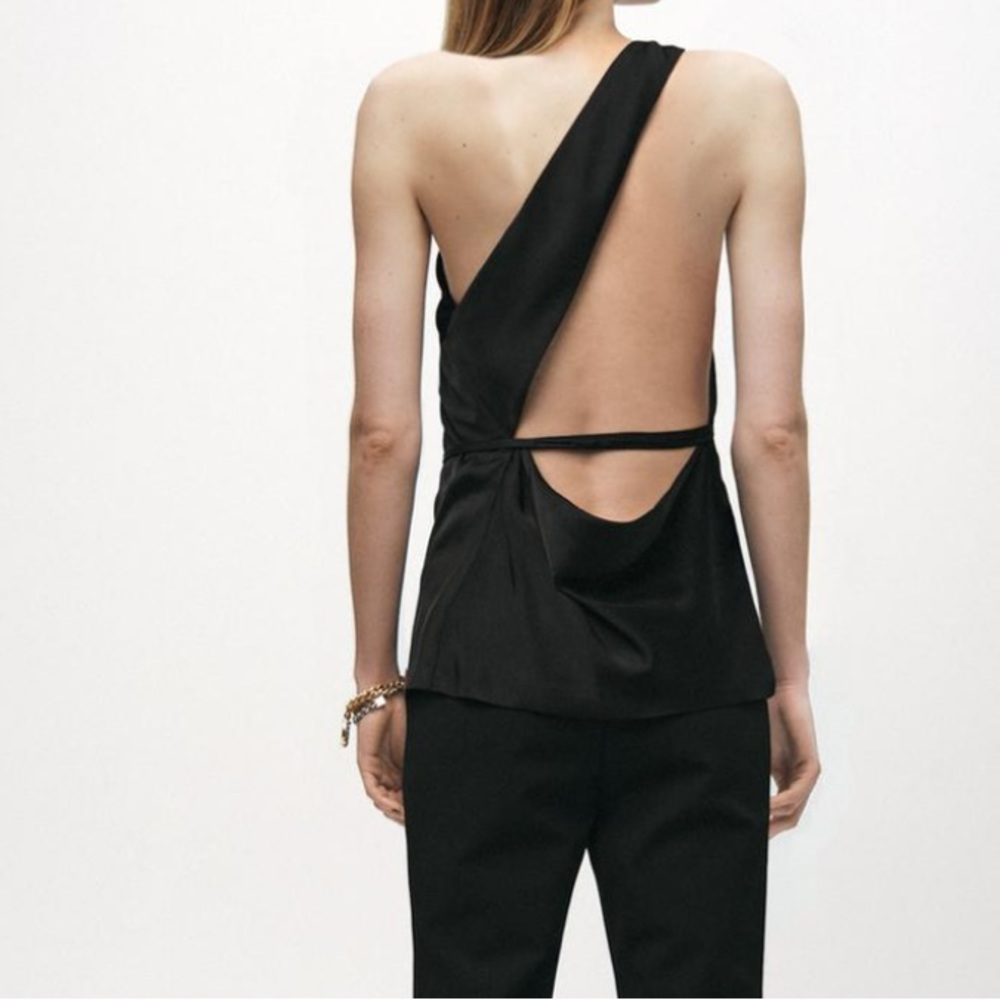 Zara Black One-Shoulder Blouse - Picture 4 of 7